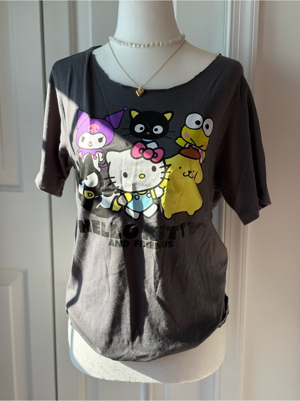 Hello Kitty & Friends Graphic Tee - Dark Gray with Bright Character Accents